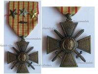 France WW1 War Cross 1914 1918 with 4 Citations Palm 3 Stars (1 Bronze 1 Silver 1 Gold) 
