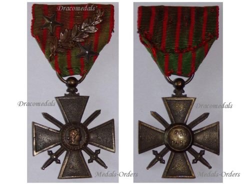 France WW1 War Cross 1914 1915 with 3 Citations Palm 2 Stars (1 Bronze 1 Silver)