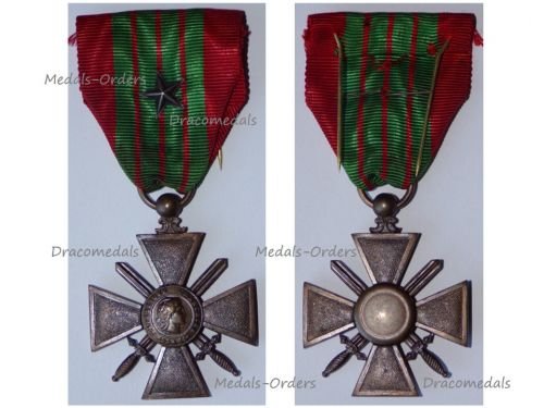 France WW2 War Cross "London Type" with 1 Citation Silver Star