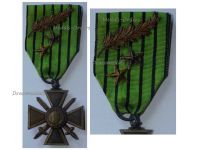 France WW2 War Cross with 3 Citations (Palm, 2 Bronze Stars) London Type on Government of Vichy Ribbon