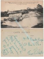 France WW1 Postcard, Lagny, Ruins of Stone Bridge, 1919