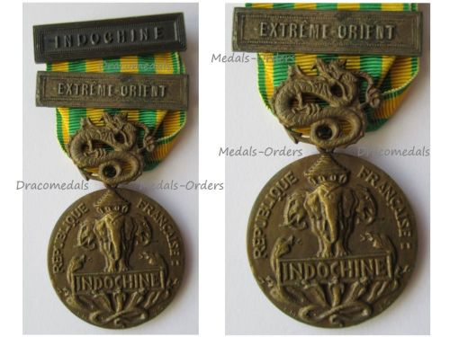 France Indochina War Medal 1945 1953 by the Paris Mint with Bars Extreme Orient & Indochine