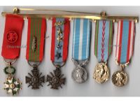 France WW2 Set of 6 Medals (National Order of the Legion of Honor Officer's Cross, War Cross, TOE, Commemorative, Colonial, North Africa Medal for Security and Order Operations) MINI