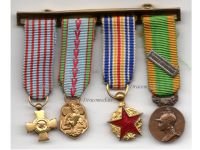 France WW2 Set of 4 Medals (Combatants Cross, Commemorative, Wound, Volunteer Medal with Engage Volontaire for Voluntary Enlistment) MINI