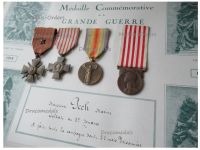 France WW1 Set of 4 Medals (Victory Medal, WWI War Cross, Combatants Cross, Commemorative Medal & Diploma) 3rd Zouave Regiment