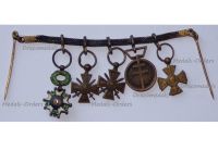 France WW1 WW2 Set of 5 Medals (National Order of the Legion of Honor Knight's Cross, WWI, WWII War Cross, WW2 Volunteer Combatants Cross, Resistance Medal) MINI