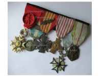 France WW2 Set of 6 Medals  Order of the Legion of Honor Officer, Black Star of Benin Knigh, War Cross 1939 1945, Commemorative & Colonial Medal)