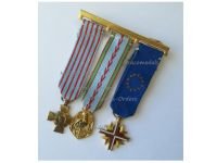 France WW2 Set of 3 Medals (Combatants Cross, Commemorative Medal, French EU Cross of the European Confederation of Former Veterans by LR Paris) MINI