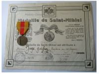 France WW1 Saint St Mihiel Commemorative Medal with Diploma to Captain of the French 150th Infantry Regiment