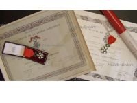 France WW2 National Order of the Legion of Honor Officer's & Knight's Cross Set Boxed with Diplomas of Issue to the CO of an Infantry Battalion