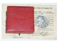 France WW1 Silver Verdun Medal 1916 by Vernier Non Wearable Type by the Paris Mint for Officers Boxed with Monolingual Diploma