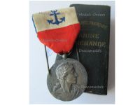 France Merchant Navy Medal 1st Type in Silver by the Paris Mint Attributed to G-M Levern 1910 Boxed