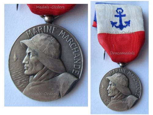 France Merchant Navy Medal 3rd Type in Silver by Paris Mint Named to J. Kerebel 1963