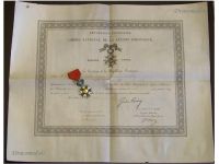 France National Order of the Legion of Honor Knight's Cross with Diploma to Captain  12th Artillery Regiment for the Franco-Prussian War 1870 1871