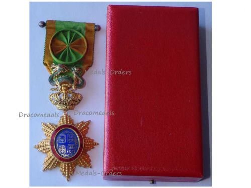 Vietnam WW1 Imperial Order of the Dragon of Annam Officer's Star with Officer's Bar Boxed (French Indochina)