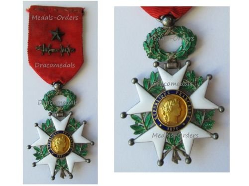 France WW1 National Order of the Legion of Honor Knight's Cross French 3rd Republic 1870 1951 Lux Type w Boar's Head Hallmark Bronze Star PoW Device