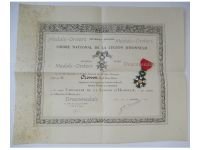 France WW2 National Order of the Legion of Honor Knight's Cross with Diploma to Captain 23rd Colonial Infantry Regiment KIA in 1943 Posthumous Award