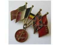 France WW2 Free French Patriotic Liberation Badge with the Cross of Lorraine and the Allied Flags (USA, Great Britain, USSR and Belgium)