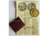 France WW1 Gold Verdun Medal 1916 by Vernier Non Wearable Type by the Paris Mint for Generals Cased with Bilingual Diploma