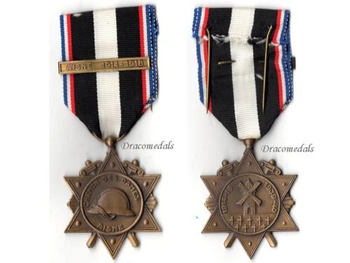 France WW1 Aisne Chemin des Dames Medal with Clasp Aisne 1914 1918