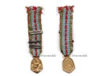 France WW2 Commemorative Medal 1939 1945 with 3 Clasps (Allemagne, Liberation, Engage Volontaire) Gilt Type by the Paris Mint MINI