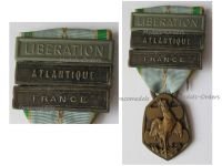 France WW2 Commemorative Medal 1939 1945 with 3 Clasps (Atlantique, Liberation, France) by the Paris Mint
