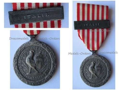 France WW2 Italian Campaign Medal 1943 1945 with Clasp Italie (Italy) by Del Benard