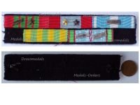 France WW2 Ribbon Bar of 5 Medals (Colonial with Far East Clasp, WWII Commemorative with France, Germany Clasps & Indochina Medal, Combatants & WW2 War Cross with Bronze Star & Palms, TOE War Cross with Silver & Gold Star)