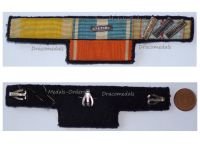 France WW2 Ribbon Bar 5 Medals (Valor & Discipline, Colonial with Bar Sahara, WWII Commemorative with 3 Bars, Morocco Order Ouissam Alaouite)
