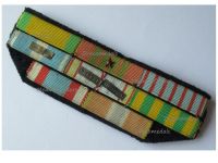 France WW2 Ribbon Bar of 8 Medals (Valor & Discipline, WWII Commemorative, Indochina, Colonial & North Africa Medal for Security and Order Operations, WW1 Medal for the Civil Prisoners of War, WWII Combatants & War Cross)