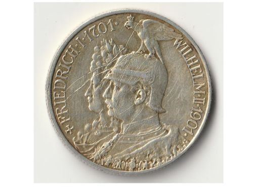 Germany Prussia 2 Mark 1901 Silver Coin 200th Anniversary German Empire Kaiser Wilhelm II, Kaiserin Augusta  Victoria, Berlin Mint