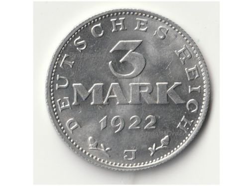 Germany 3 Mark Coin 1922 J Constitution Day 11 August Weimar Republic