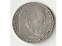 Germany 2 Reichsmark Coin 1937 D Paul Von Hindenburg