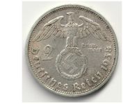 Germany 2 Reichsmark Coin 1938 G Paul Von Hindenburg