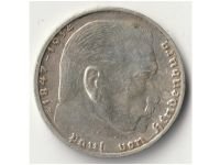 Germany 2 Reichsmark Coin 1939 A Paul Von Hindenburg