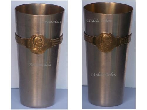 Germany Austria Hungary WW1 Patriotic Goblet for Officers with the Portrait of Kaiser Wilhelm & Franz Joseph 1914 1916 Large Type