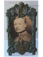 Germany WW1 Photo of an Austro-Hungarian Officer (Colonel) in a Patriotic Frame with the German Imperial Eagle and the Flag of Bavaria