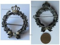 Germany WW1 Patriotic Brooch with the Prussian Royal Crown & Oak Leaf Wreath in Silver 800