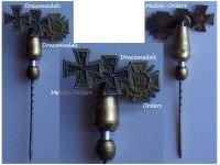Germany WW1 Stickpin Set of 3 Medals (Iron Cross 1st & 2nd Class, Hindenburg Cross with Swords 1914 1918) MINI