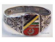 Germany WW1 Patriotic Ring with the Iron Cross EK1 and the National Flag Colors of the Central Powers 1914 1916 in Silver 800