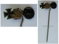 Germany WW1 Stickpin Set of 3 Medals (Black Wound Badge, Iron Cross, Hindenburg Cross with Swords 1914 1918) MINI