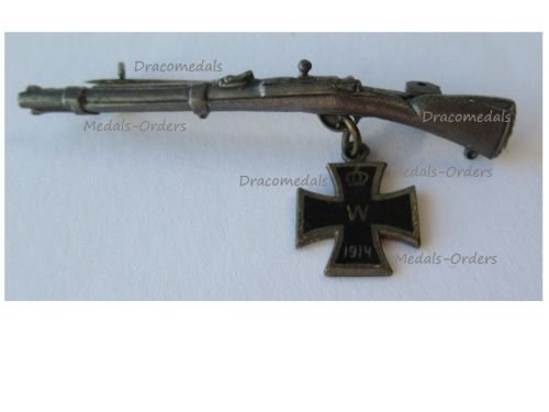Germany WW1 Prussia Cap Badge Mauser Gewehr 98 Rifle Iron Cross 1914