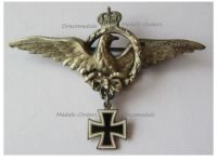 Germany Prussia WW1 Patriotic Badge for the German Imperial Flying Corps Eagle Crown & Iron Cross with White Bordure
