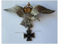 Germany Prussia WW1 Patriotic Badge for the German Imperial Flying Corps Eagle Imperial Crown & Iron Cross 1914