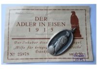 Germany WW1 Patriotic Medal for the Aid & Relief of the German Prisoners of War in Captivity "Der Adler in Eisen 1915" with Diploma