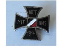 Germany WW1 Patriotic Badge Iron Cross 1914 Gott Mit Uns German Imperial Flag Colors by Deschler