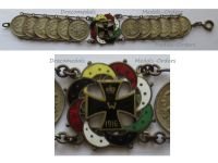 Germany WW1 Patriotic Bracelet with the Iron Cross, the National Colors of the Central Powers & 12 Russian 10 Kopeks Silver Coins 1916