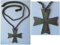 Germany WW1 Patriotic Pendant Cross in Iron on Chain