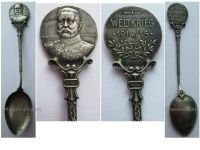 Germany WW1 Patriotic Spoon Field Marshal Paul von Hindenburg the Liberator of East Prussia & Iron Cross EK1 1914 1915 Silver 800