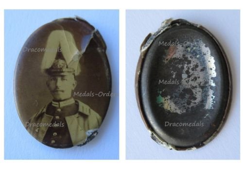 Germany WW1 Prussia Badge of Crown Prince Wilhelm in Grenadier Guard Uniform with Spiked Helmet